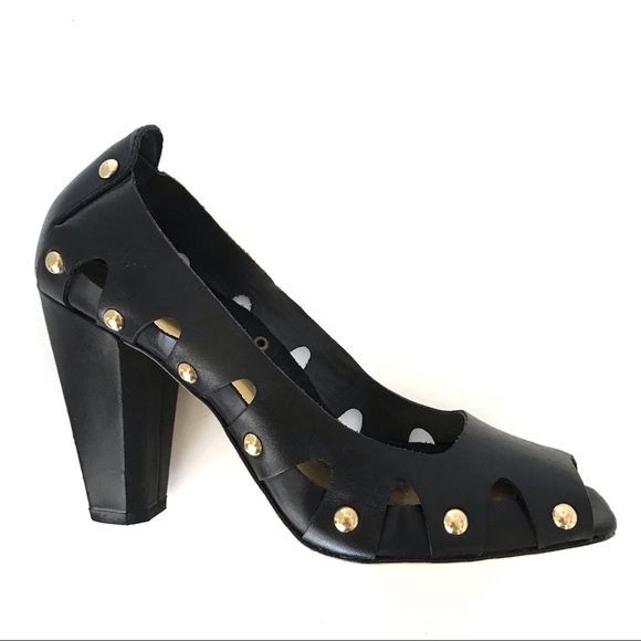 New! Vince Camuto Open Toe Studded Chunky Heels - Picture 5 of 12